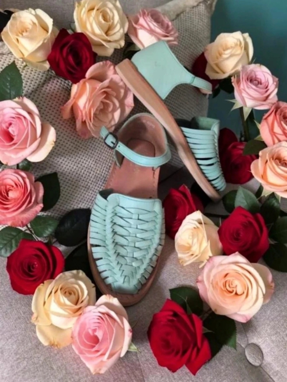 Huarache Sandal Boho- Hippie Vintage ~ Mexican Style ~ COLORFUL LEATHER🌞
